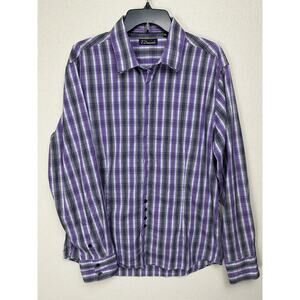 Authentic 7 Diamonds Men’s Long Sleeve Button Up Shirt Size XL Purple Plaid